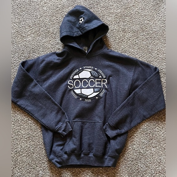 Gildan Dark Blue Embroidered Soccer Hoodie - Picture 1 of 4